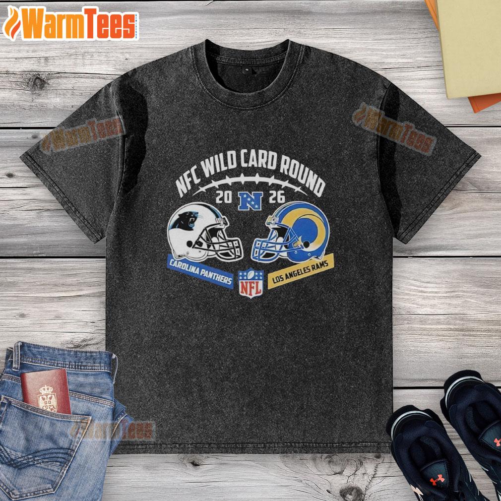 Premium Carolina Panthers Vs Los Angeles Rams Nfc Wild Card Round Helmet Matchup T-Shirt - Image 6