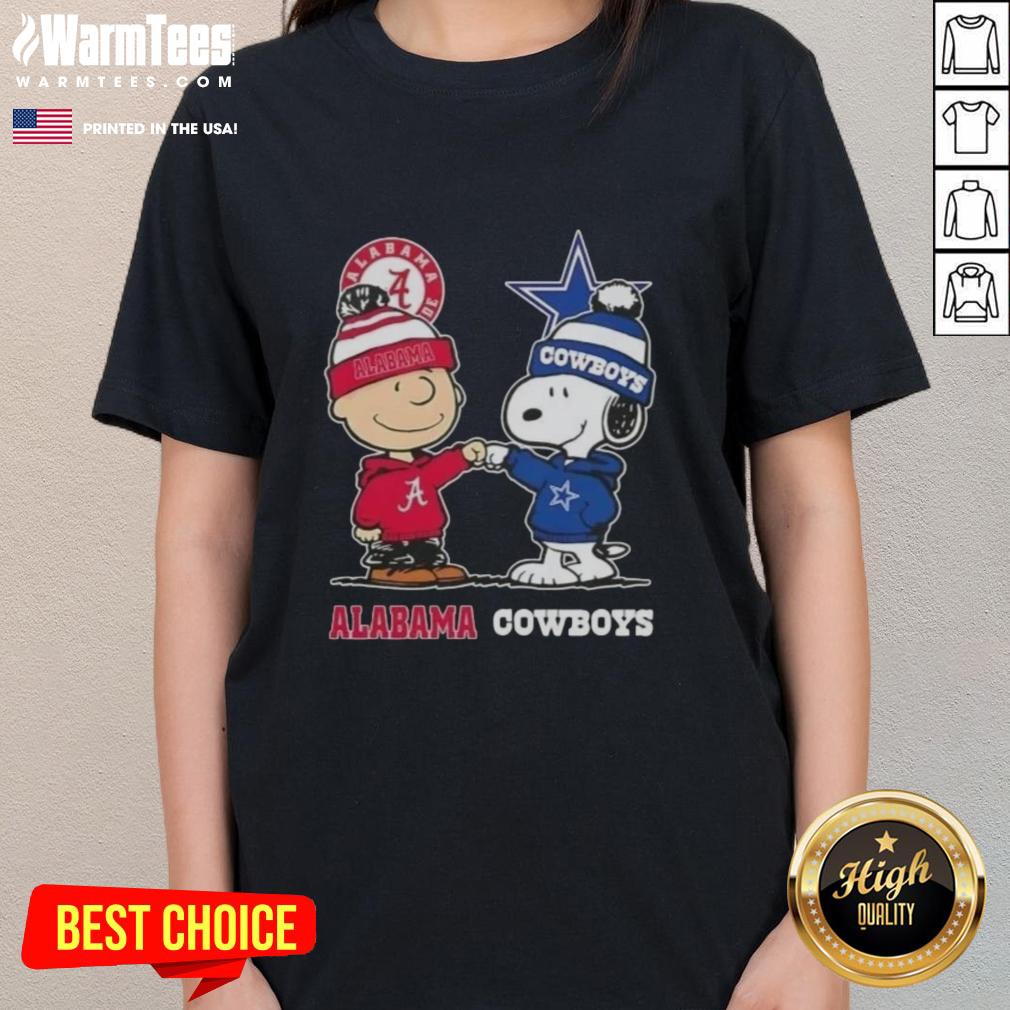 Premium Charlie Brown And Snoopy Alabama Crimson Tide X Dallas Cowboys T-Shirt - Image 3