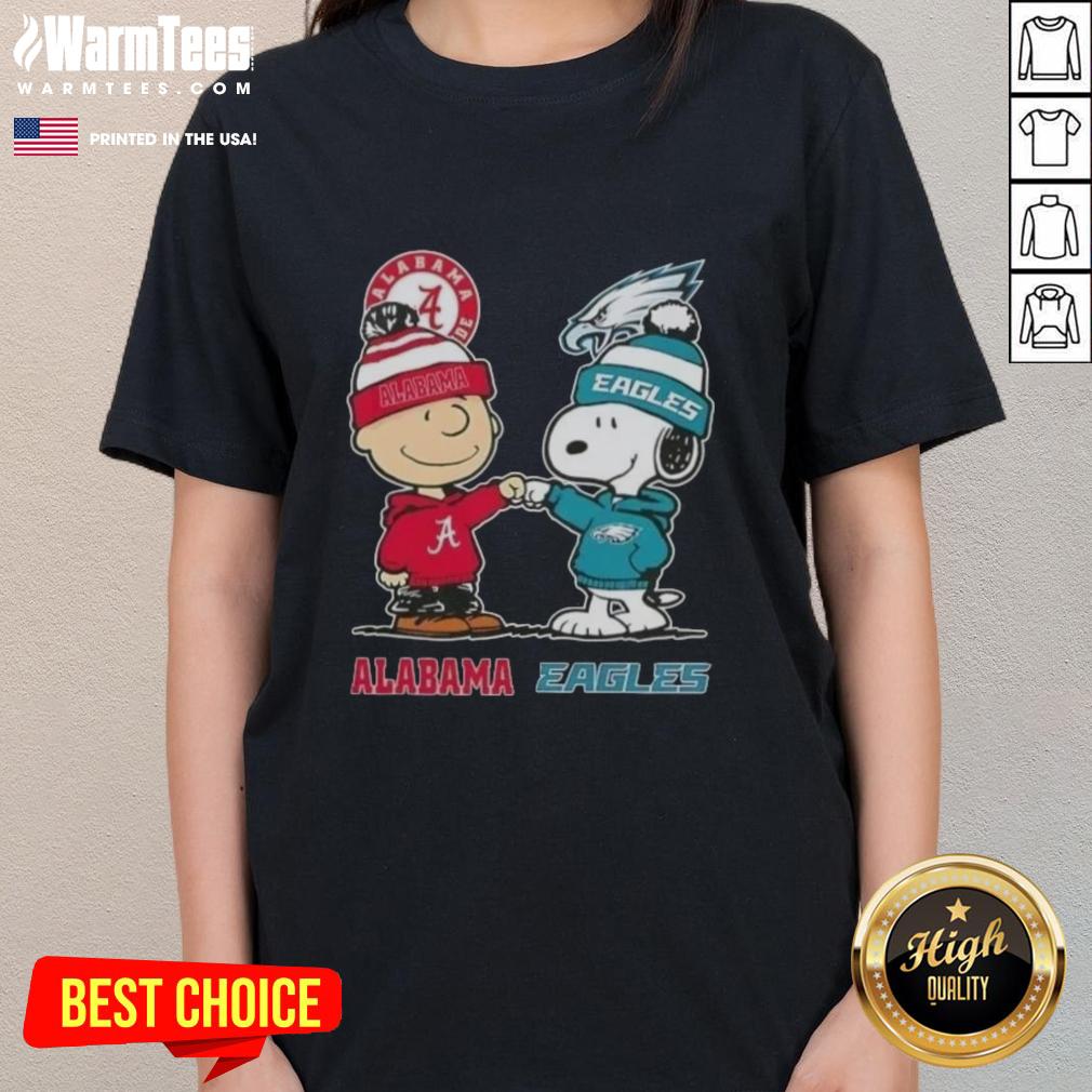Premium Charlie Brown And Snoopy Alabama Crimson Tide X Philadelphia Eagles T-Shirt - Image 3