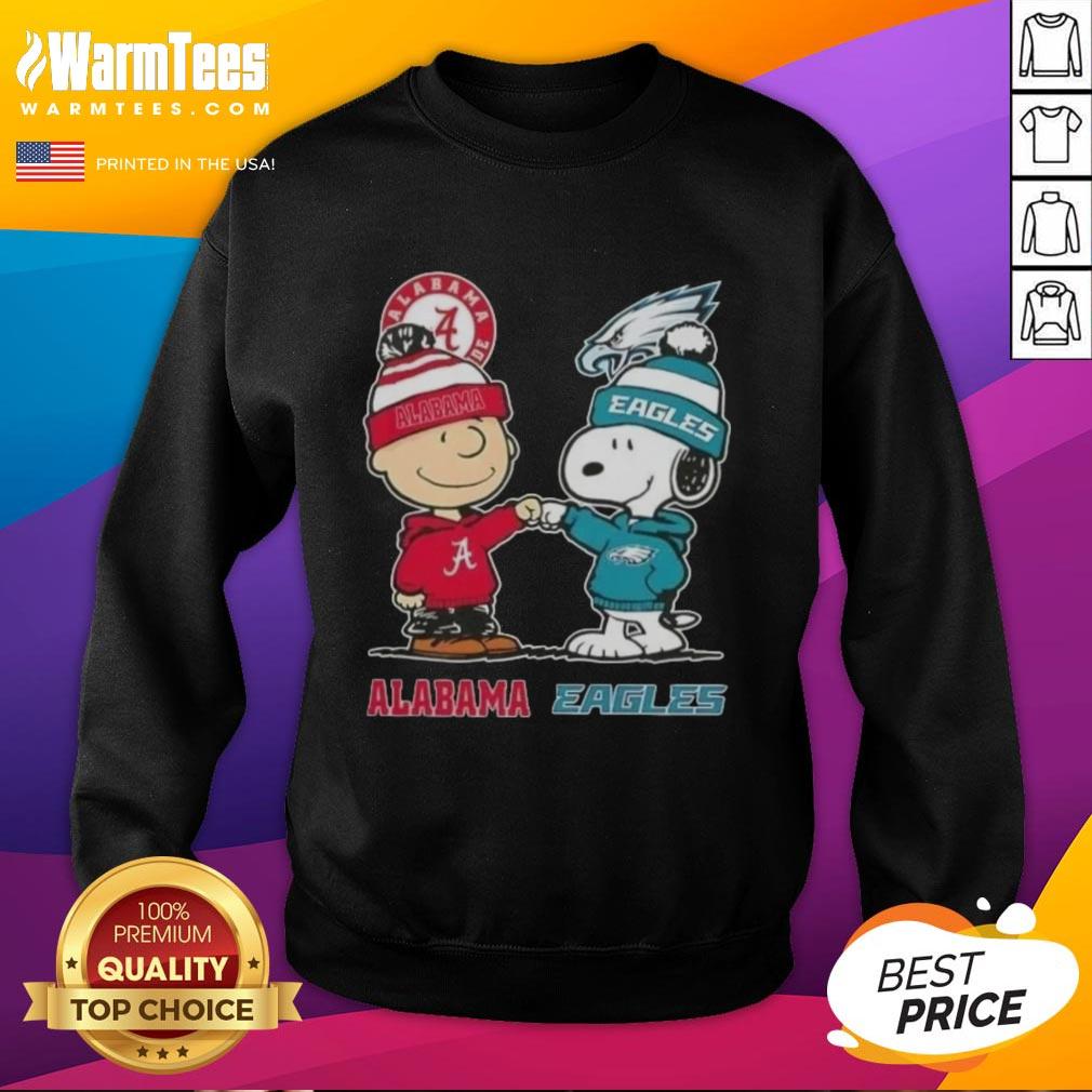 Premium Charlie Brown And Snoopy Alabama Crimson Tide X Philadelphia Eagles T-Shirt - Image 5