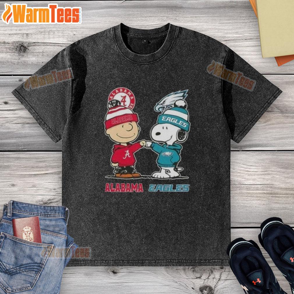 Premium Charlie Brown And Snoopy Alabama Crimson Tide X Philadelphia Eagles T-Shirt - Image 6