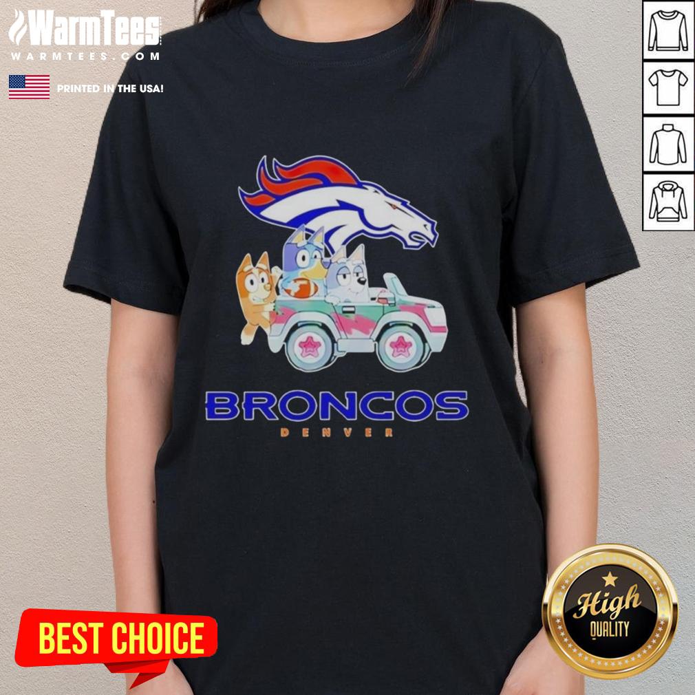 Premium Denver Broncos Bluey Cartoon Charactor T-Shirt - Image 3
