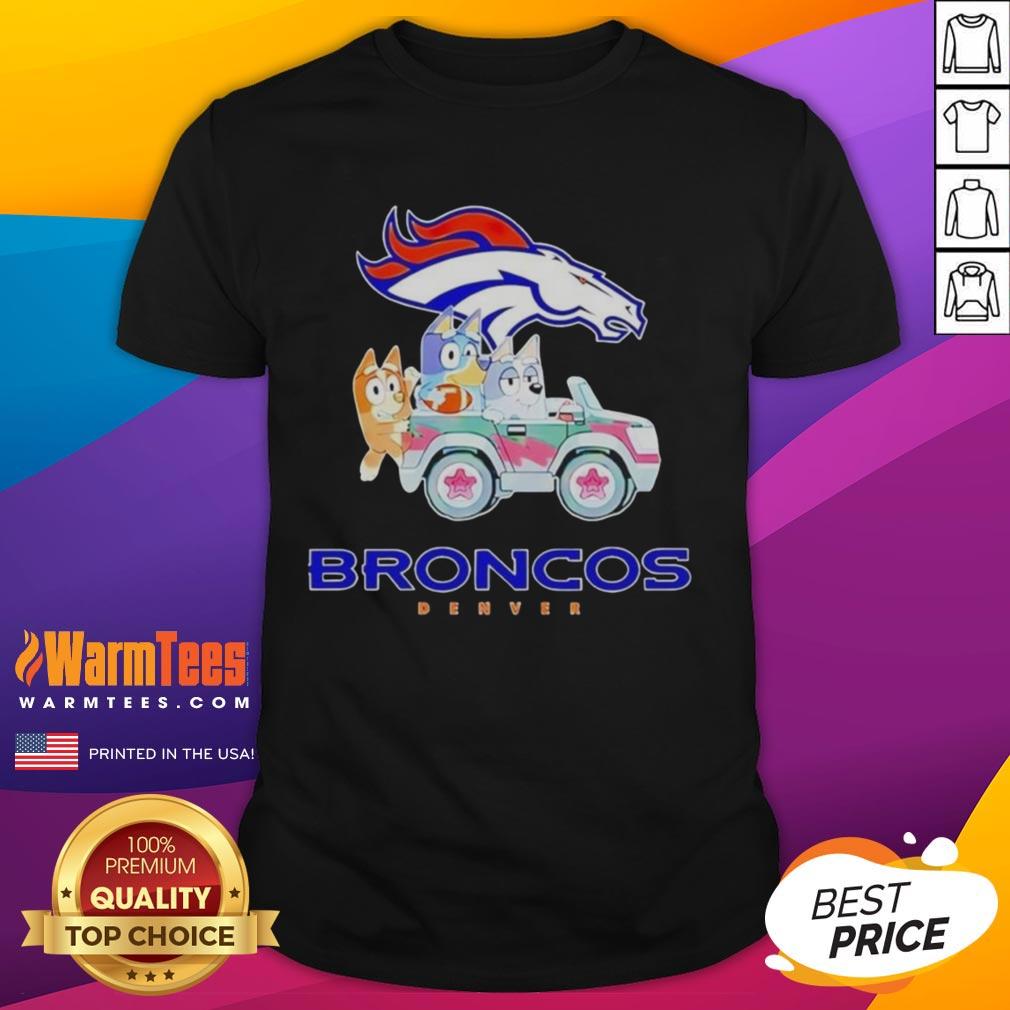 Premium Denver Broncos Bluey Cartoon Charactor T-Shirt