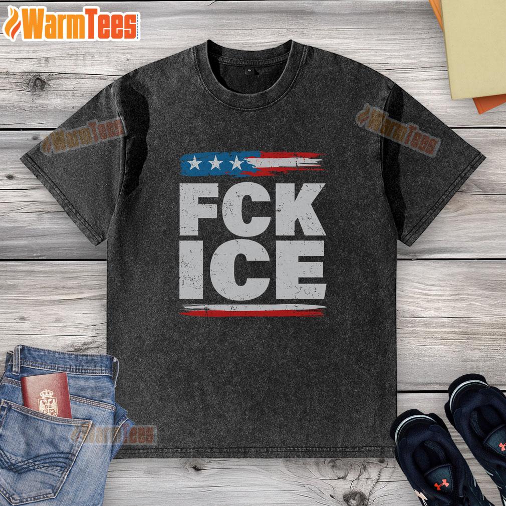 Premium Fck Ice Anti Ice Distressed American Flag T-Shirt - Image 6
