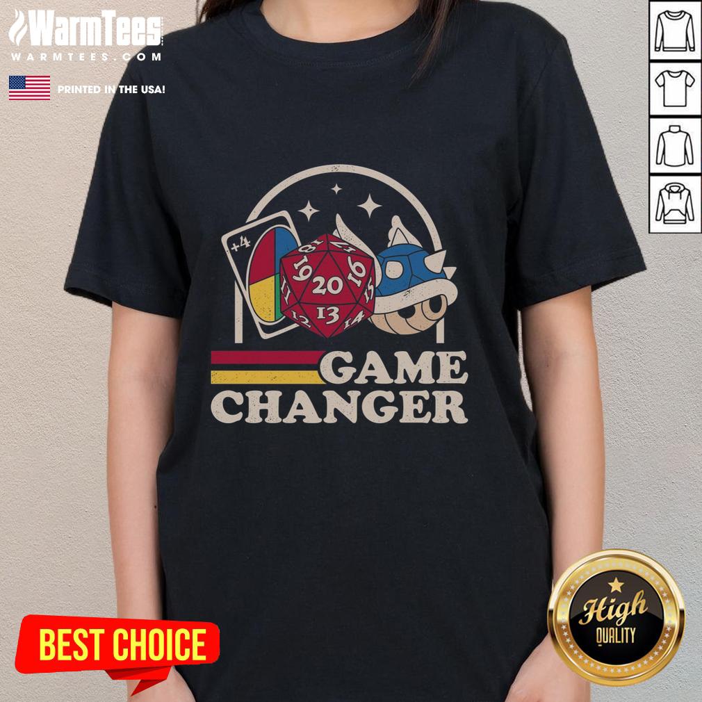 Premium Game Changer Uno +4 20 Roll Mario Blue Turtle Shell Mario Kart T-Shirt - Image 3