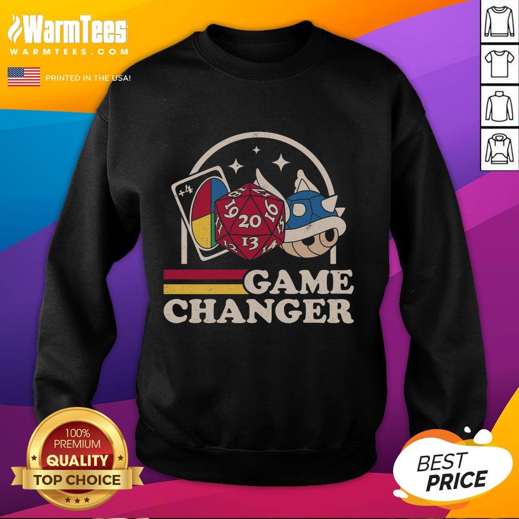Premium Game Changer Uno +4 20 Roll Mario Blue Turtle Shell Mario Kart T-Shirt - Image 5