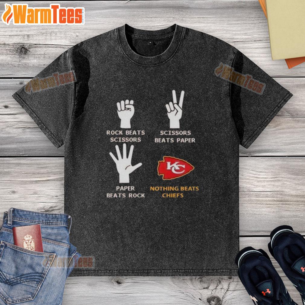 Premium Nothing Beats Kansas City Chiefs Rock Beats Scissors T-Shirt - Image 6