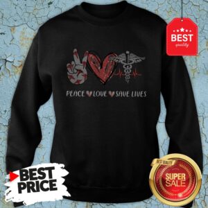 Alternative view of Premium Peace Love Save Lives Nurse Shirt