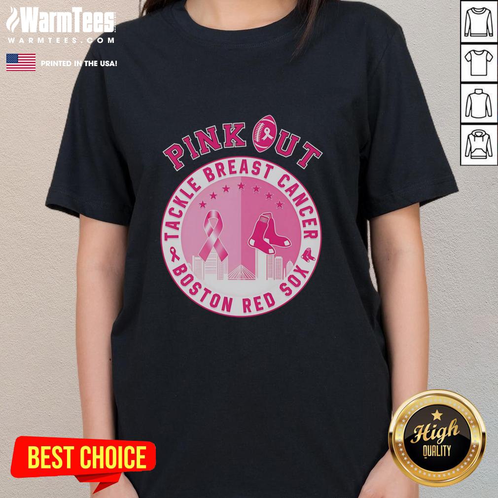 Premium Pink Out Tackle Breast Cancer Boston Red Sox T-Shirt - Image 3