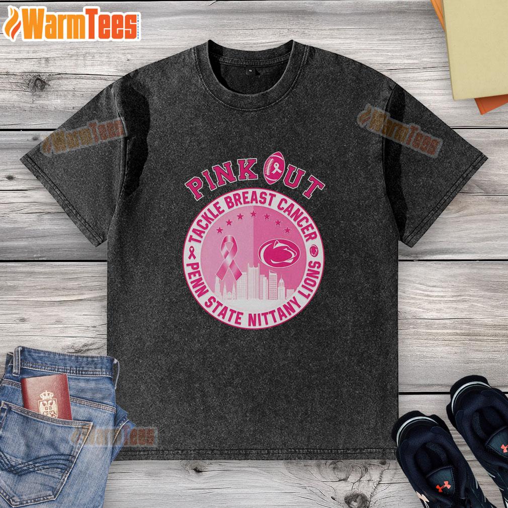 Premium Pink Out Tackle Breast Cancer Penn State Nittany Lions T-Shirt - Image 6