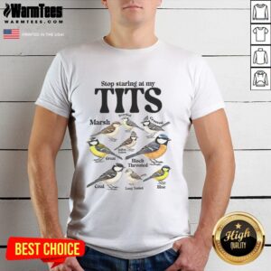 Premium Stop Staring At My Tits Sparrow Species Meme T-Shirt