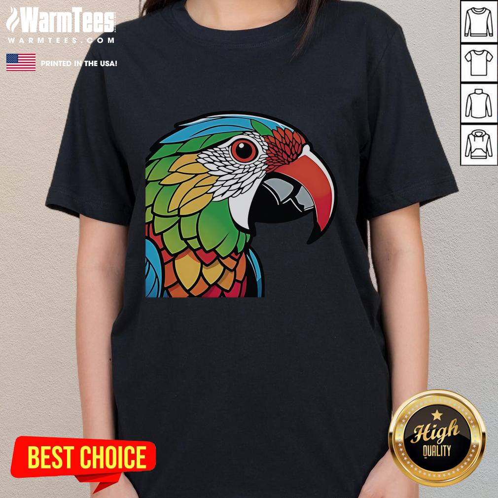 Pretty Colorful Lovebird Parrot Doodle T-Shirt - Image 3