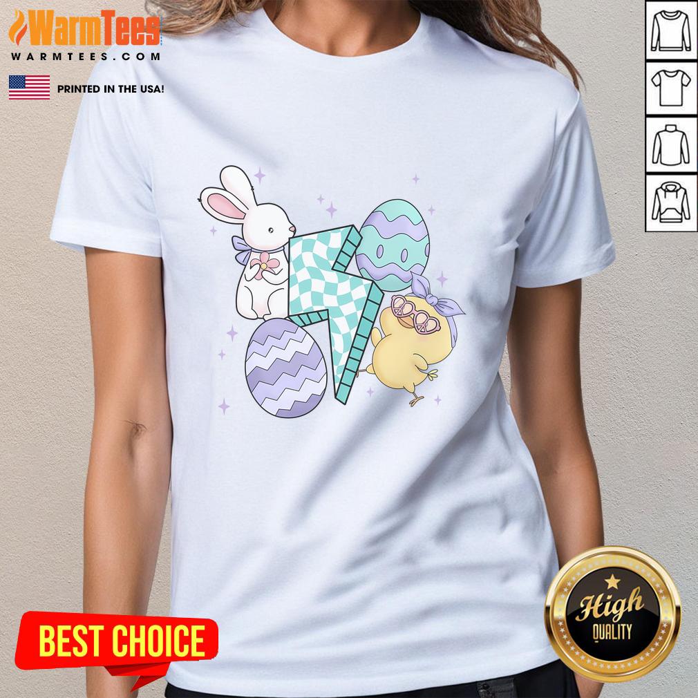 Pretty Cute Happy Easter Retro T-Shirt - Image 3