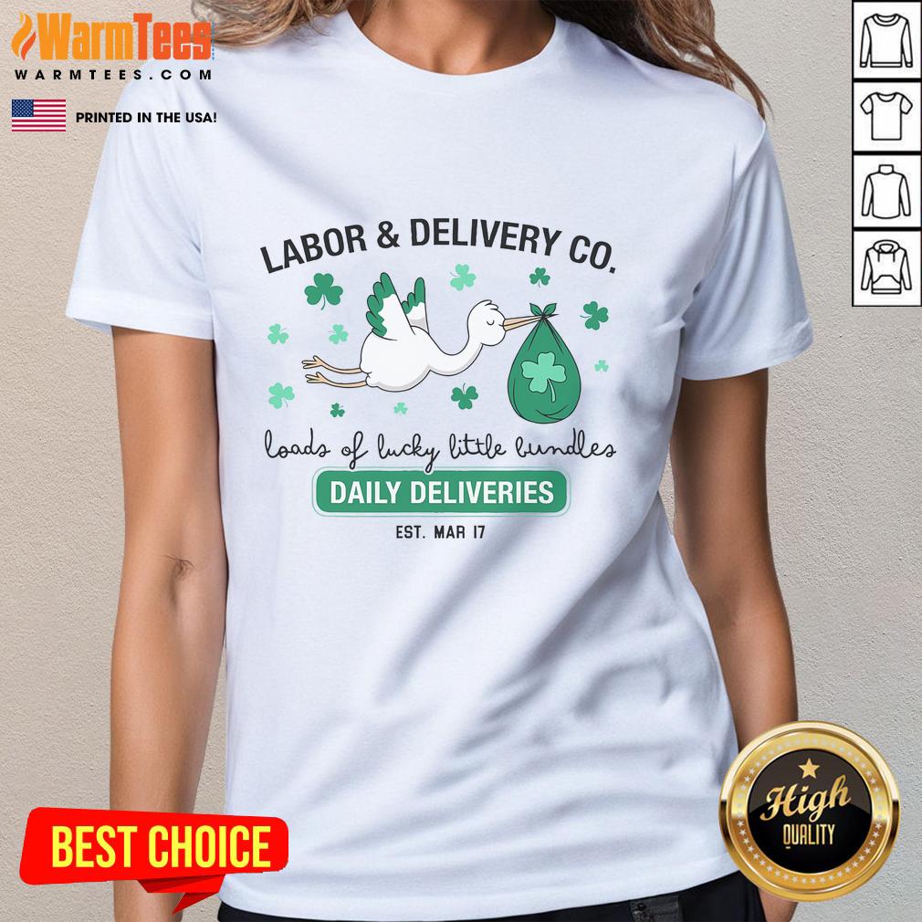 Pretty Labor And Delivery St Patrick's Day Lucky L&D Nurse Shamrock T-Shirt - Image 3