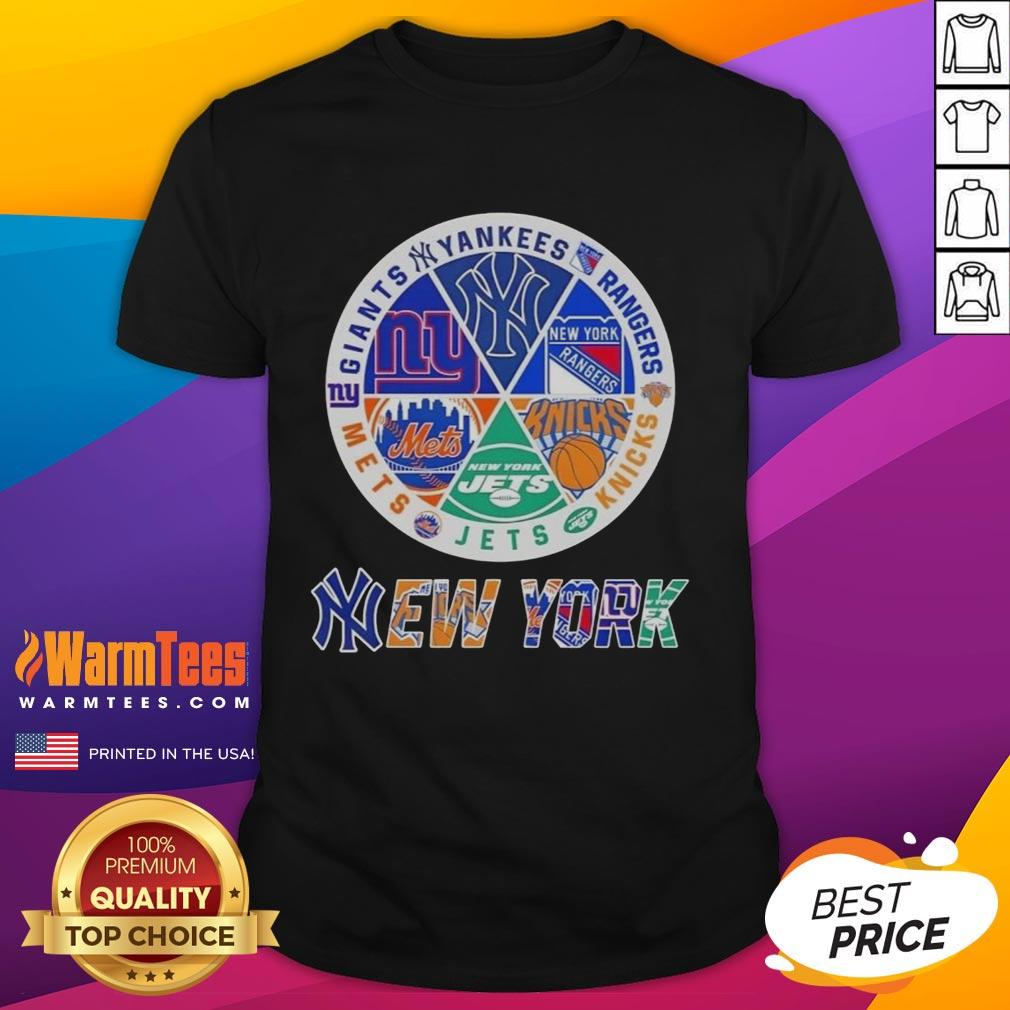 Pretty New York City Sports Yankees Rangers Knicks Jets Mets Giants Logos Combine T-Shirt