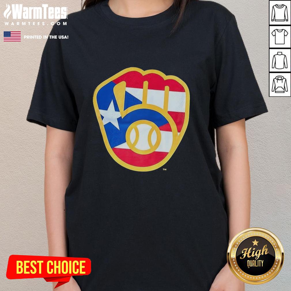 Pretty Puerto Rican Milwaukee Brewers Logo T-Shirt - Image 3