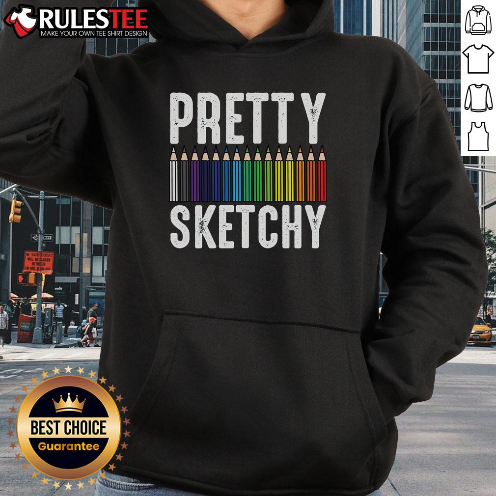 Pretty Sketchy Color Pencils Cool Painter Artist Art T-Shirt - Image 2