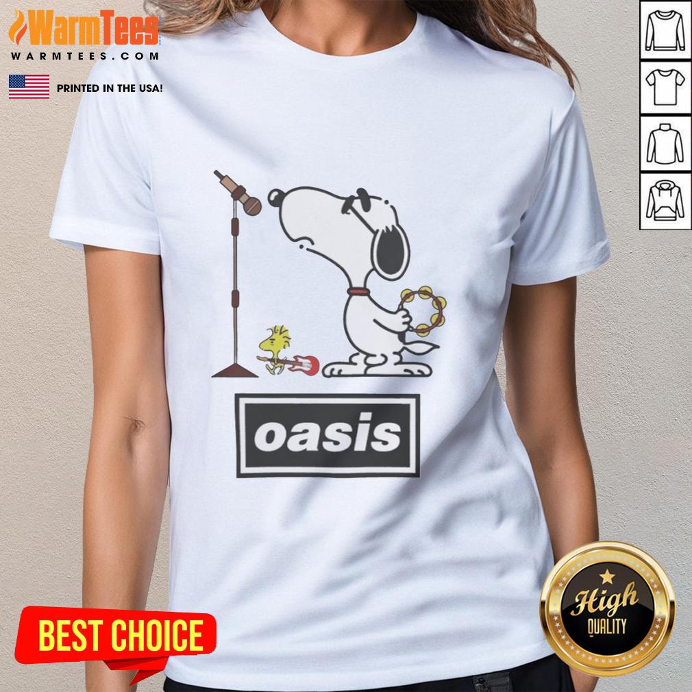 Pretty Snoopy And Woodstock Oasis Band Parody T-Shirt - Image 3