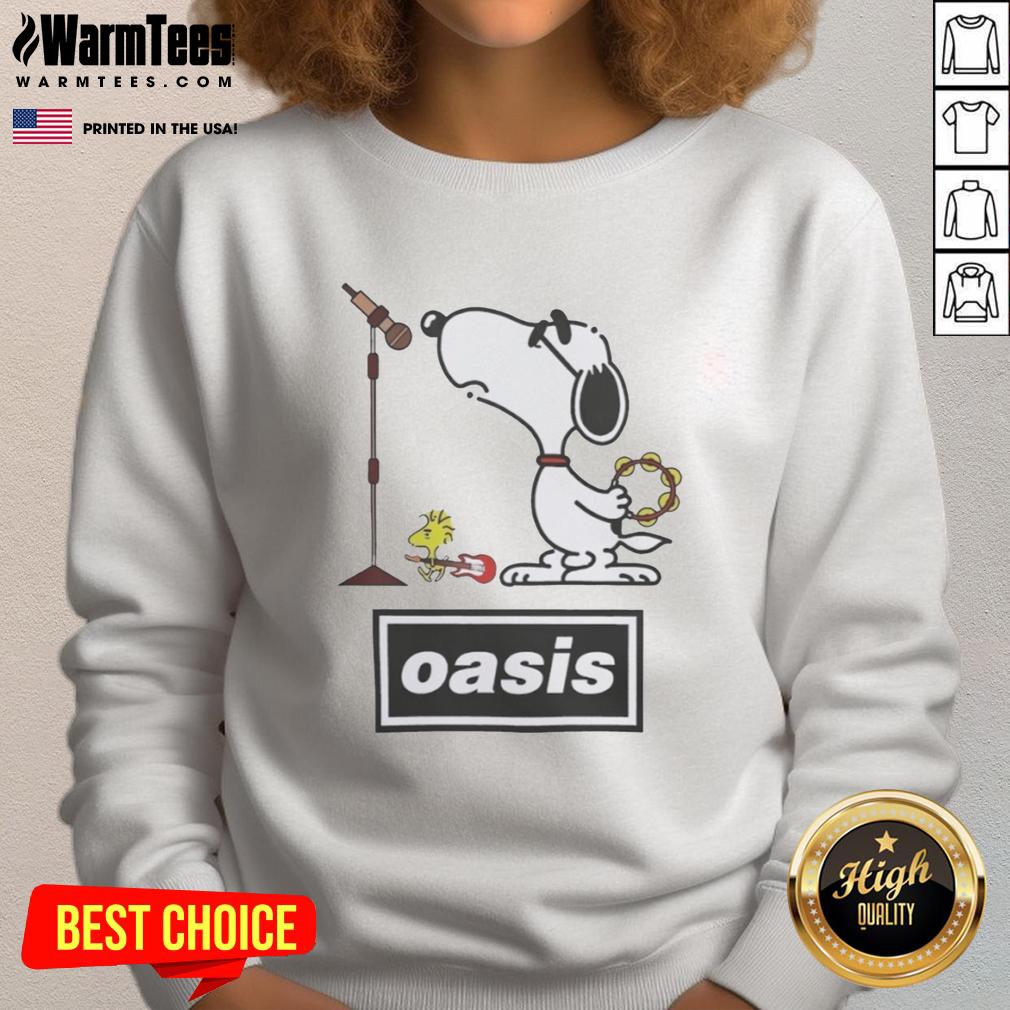 Pretty Snoopy And Woodstock Oasis Band Parody T-Shirt - Image 5
