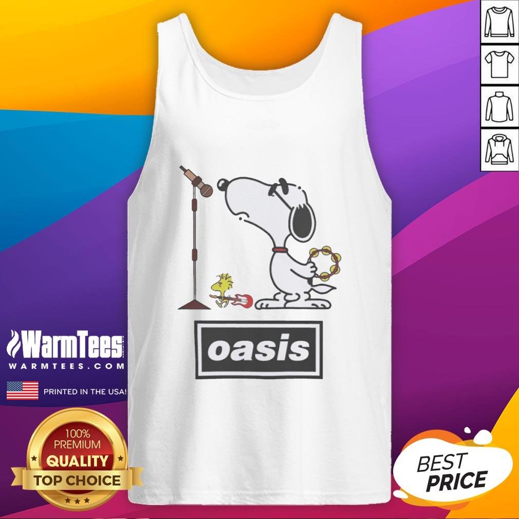 Pretty Snoopy And Woodstock Oasis Band Parody T-Shirt - Image 4