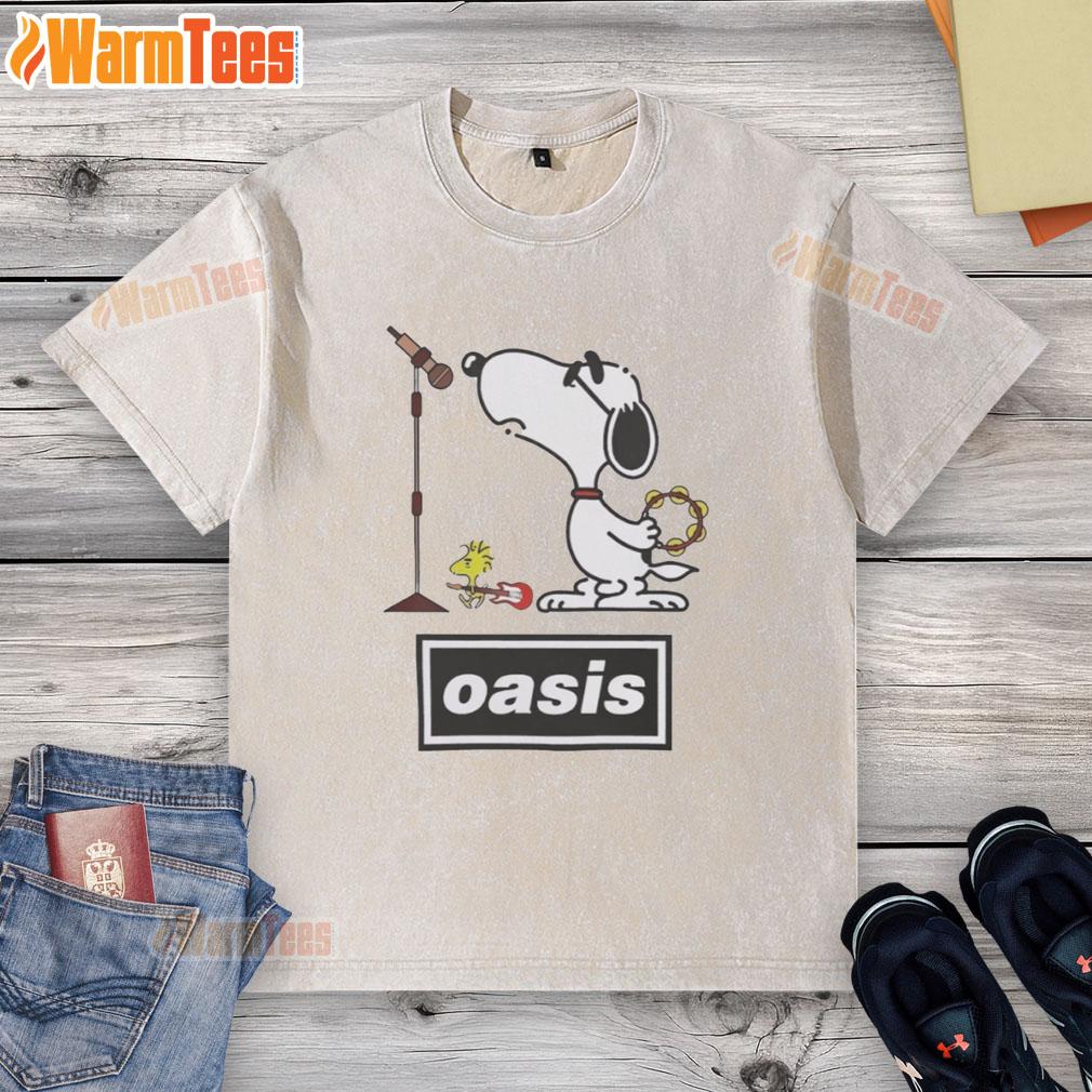 Pretty Snoopy And Woodstock Oasis Band Parody T-Shirt - Image 6