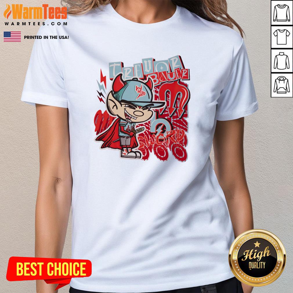 Pretty Trevor Bauer Sword Diablo's Cartoon T-Shirt - Image 2