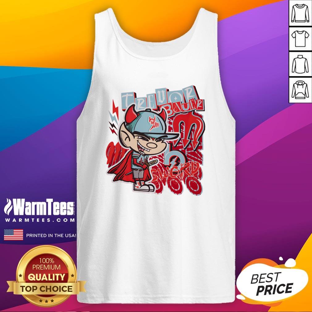 Pretty Trevor Bauer Sword Diablo's Cartoon T-Shirt - Image 5
