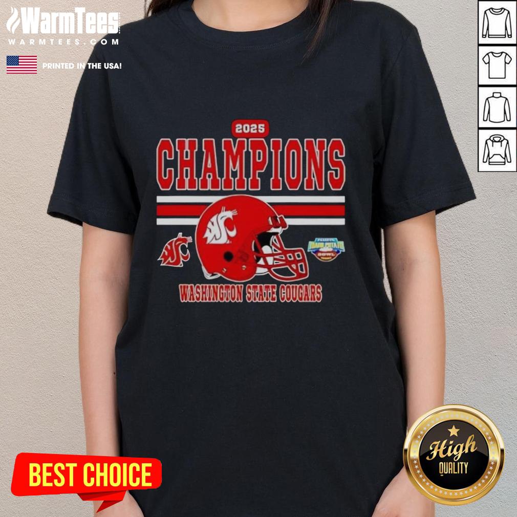 Pretty Washington State Cougars 2025 Potato Bowl Champions Helmet T-Shirt - Image 3