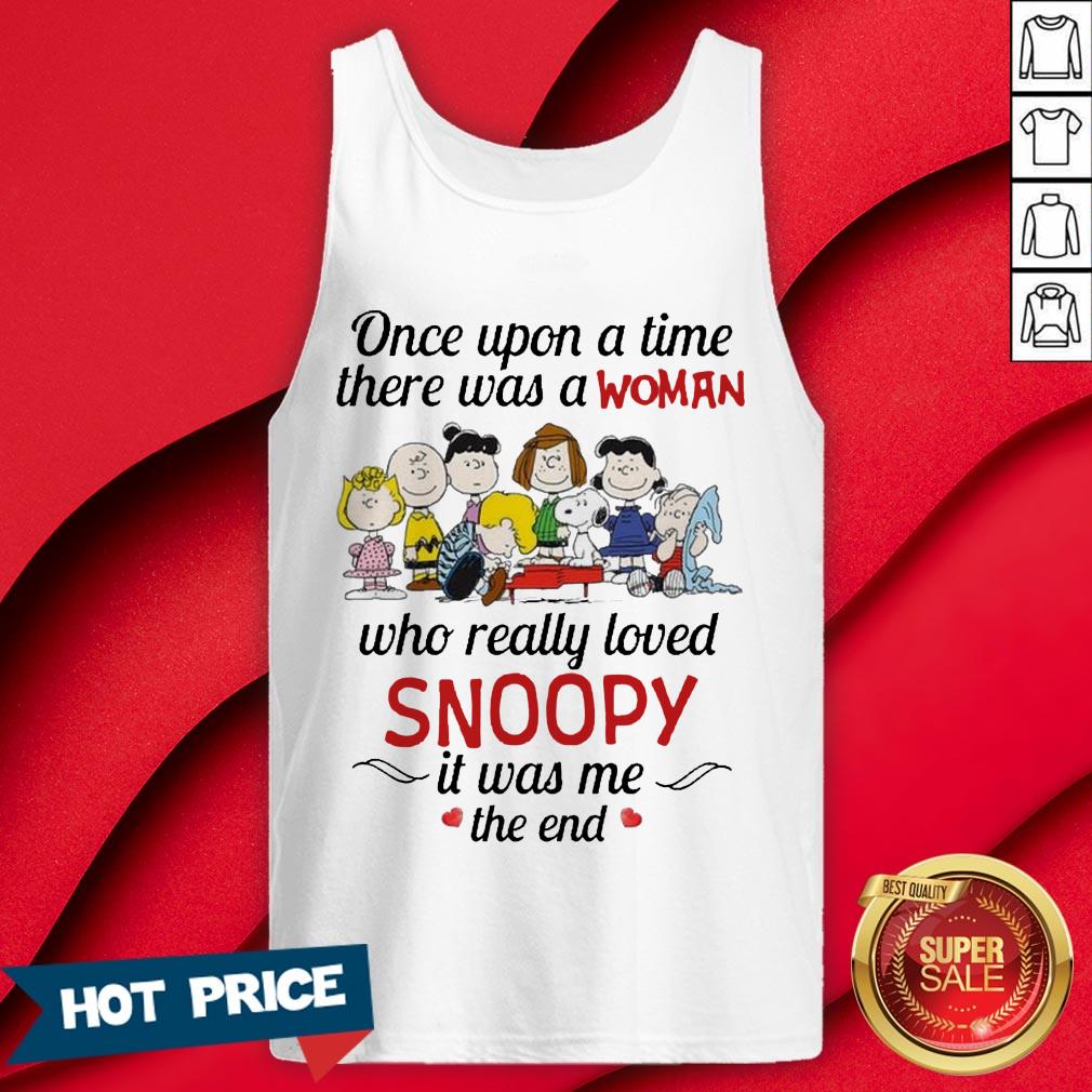 The Peanuts Characters Once Upon A Time There Was A Woman Who Really Loved Snoopy It Was Me The End Shirt - Image 2