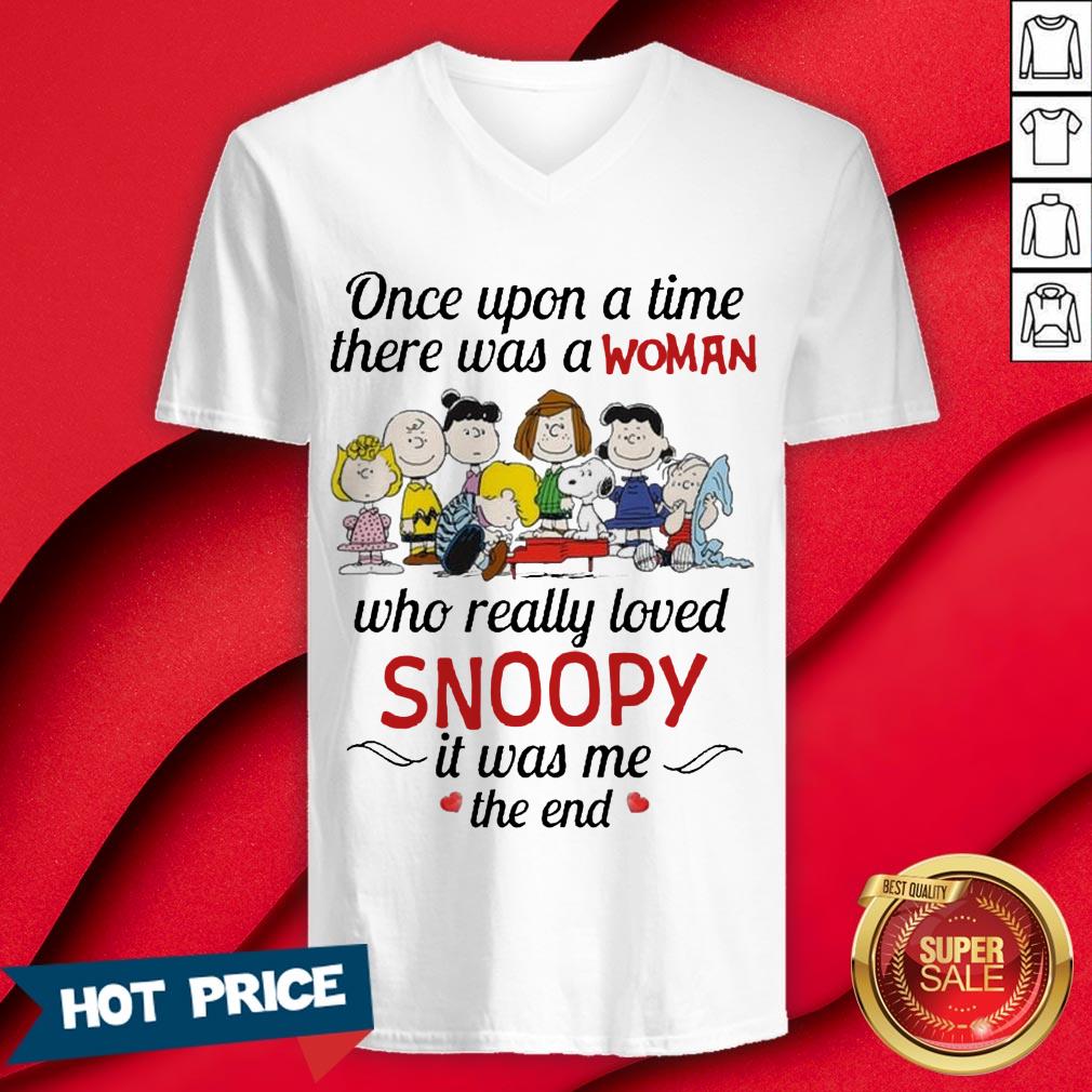 The Peanuts Characters Once Upon A Time There Was A Woman Who Really Loved Snoopy It Was Me The End Shirt - Image 3
