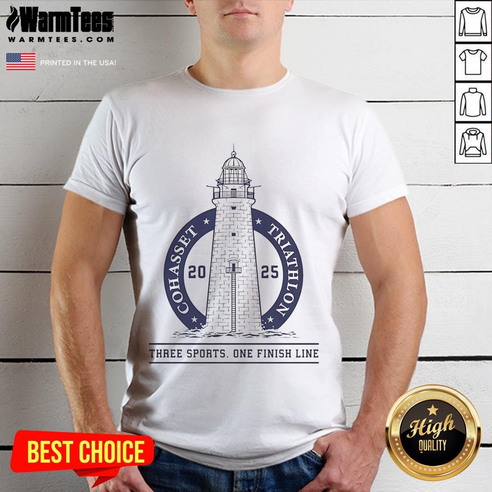 Top 2025 Cohasset Triathlon Three Sports One Finish Line T-Shirt