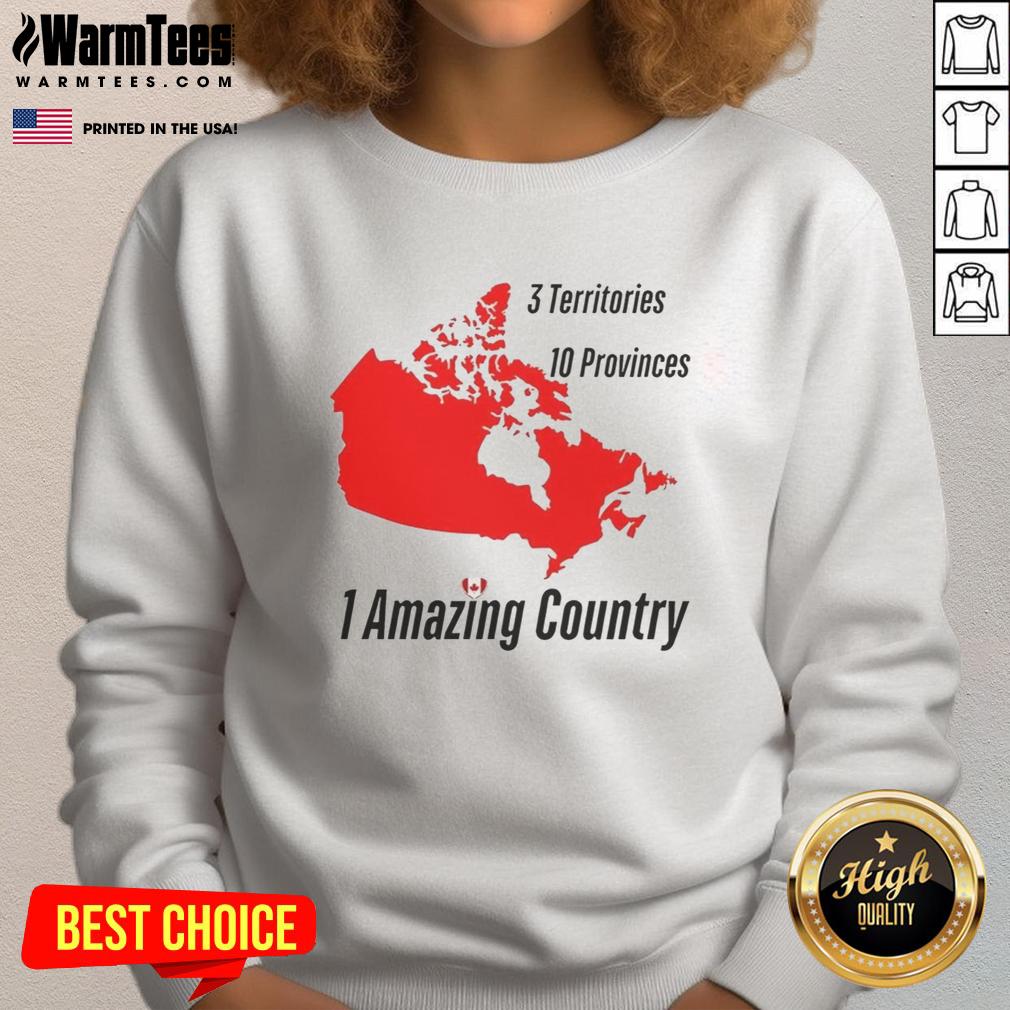 Top 3 Territories 10 Provinces 1 Amazing Country Canada Map T-Shirt - Image 5