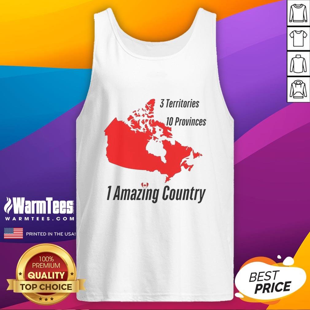 Top 3 Territories 10 Provinces 1 Amazing Country Canada Map T-Shirt - Image 4