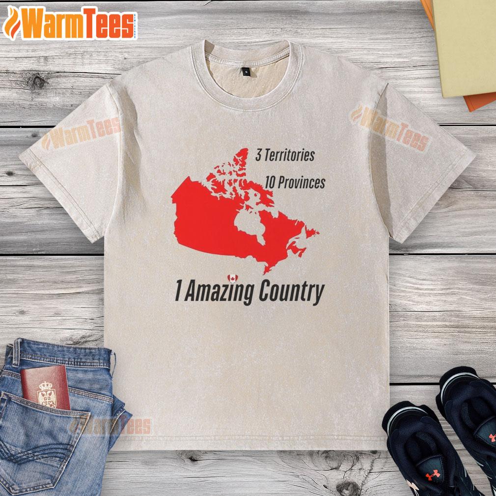 Top 3 Territories 10 Provinces 1 Amazing Country Canada Map T-Shirt - Image 6