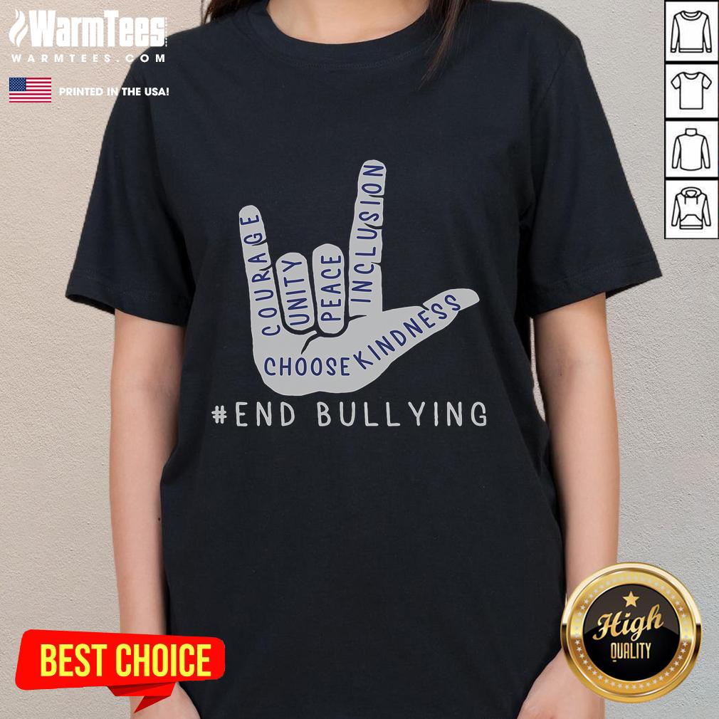 Top Blue Anti Bullying Love Sign Language Bully Prevention T-Shirt - Image 3