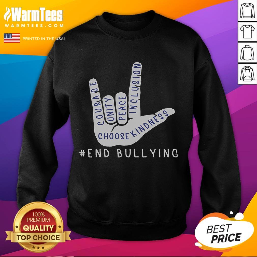 Top Blue Anti Bullying Love Sign Language Bully Prevention T-Shirt - Image 5