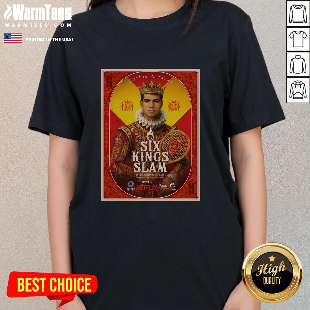 Top Carlos Alcaraz Six Kings Slam 2025 Riyadh Season Tennis T-Shirt - Image 3