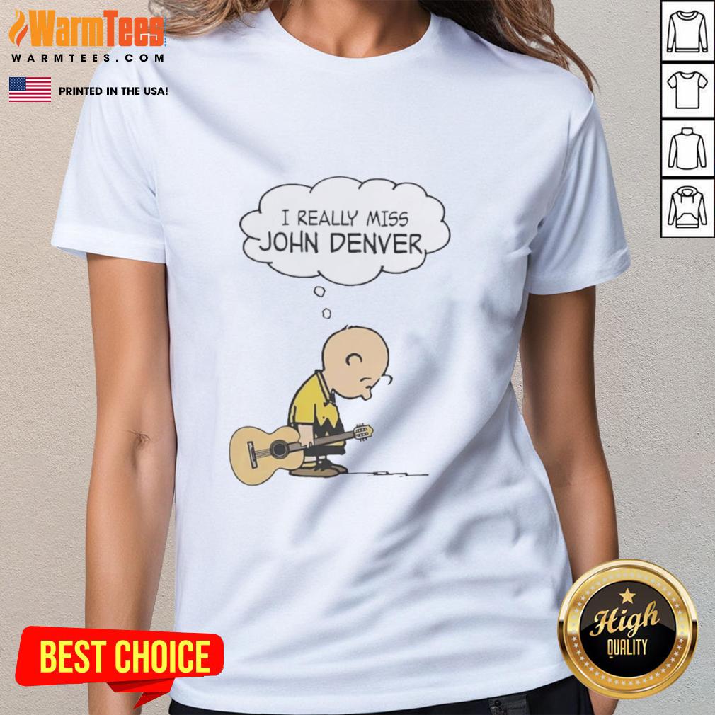 Top Charlie Brown Holding Guitar I Really Miss John Denver T-Shirt - Image 3