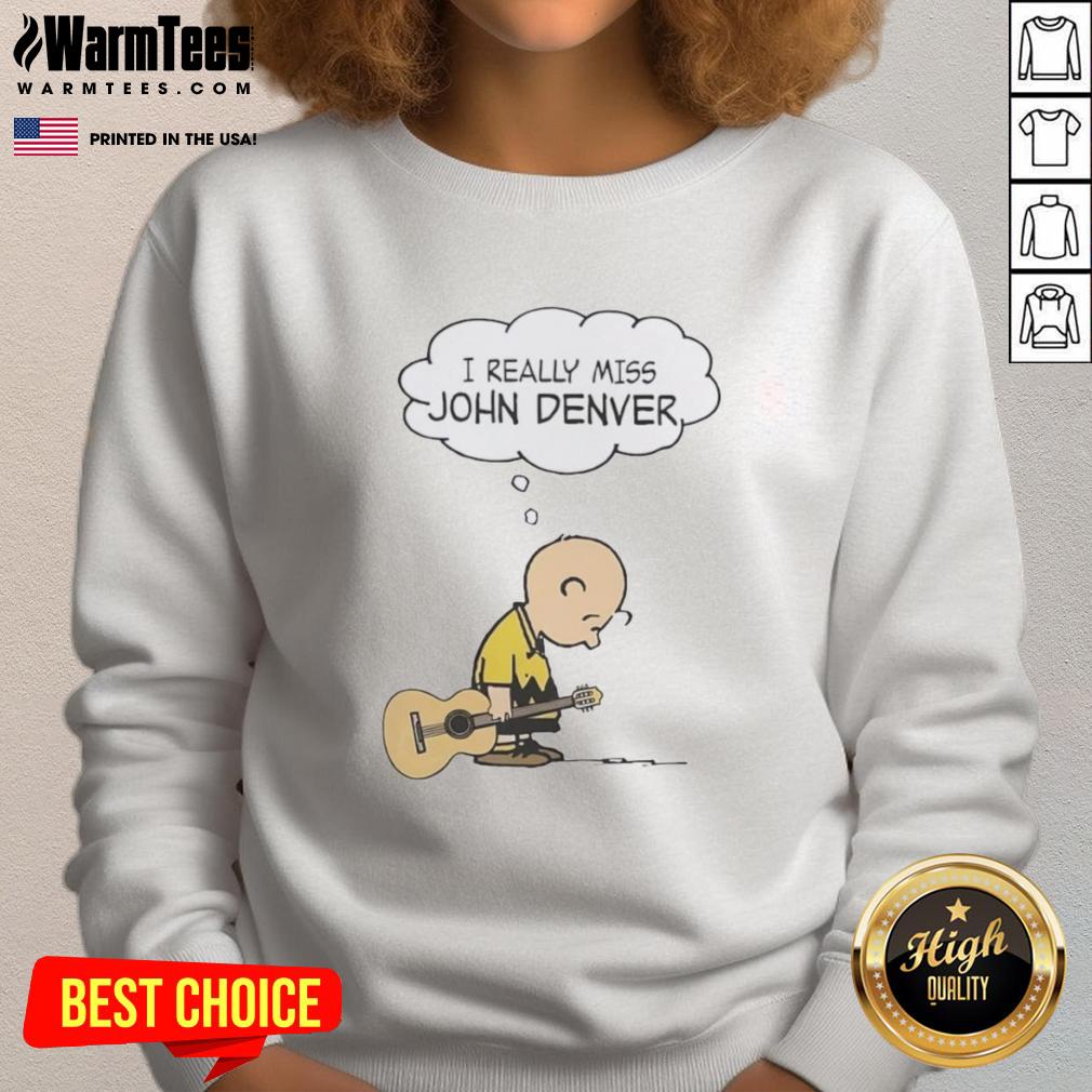 Top Charlie Brown Holding Guitar I Really Miss John Denver T-Shirt - Image 5