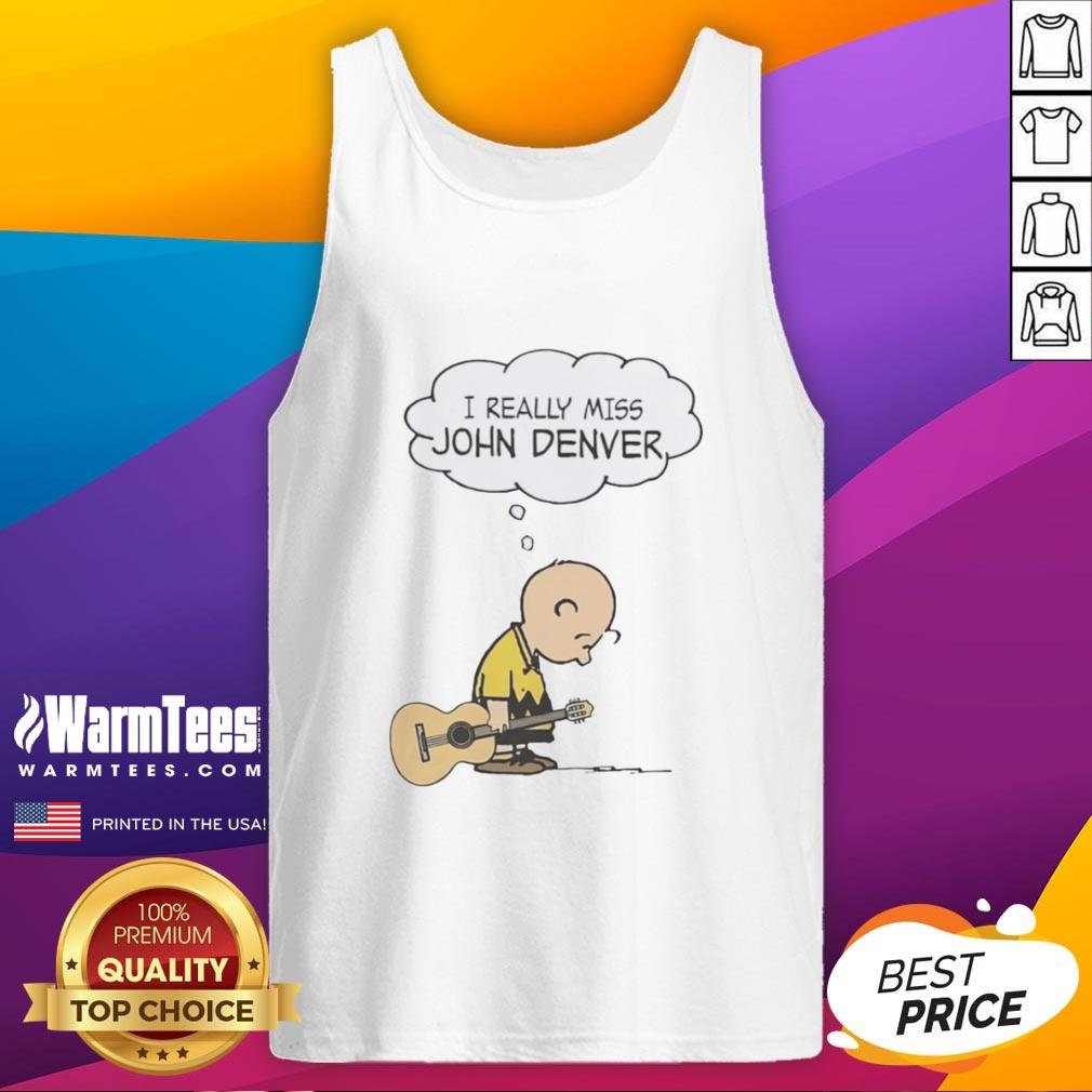 Top Charlie Brown Holding Guitar I Really Miss John Denver T-Shirt - Image 4