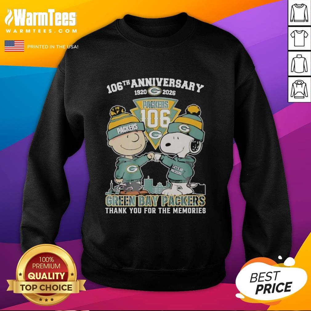 Top Green Bay Packers Outfit With Snoopy And Charlie Brown 106th Anniversary 1920 2026 T-Shirt - Image 5