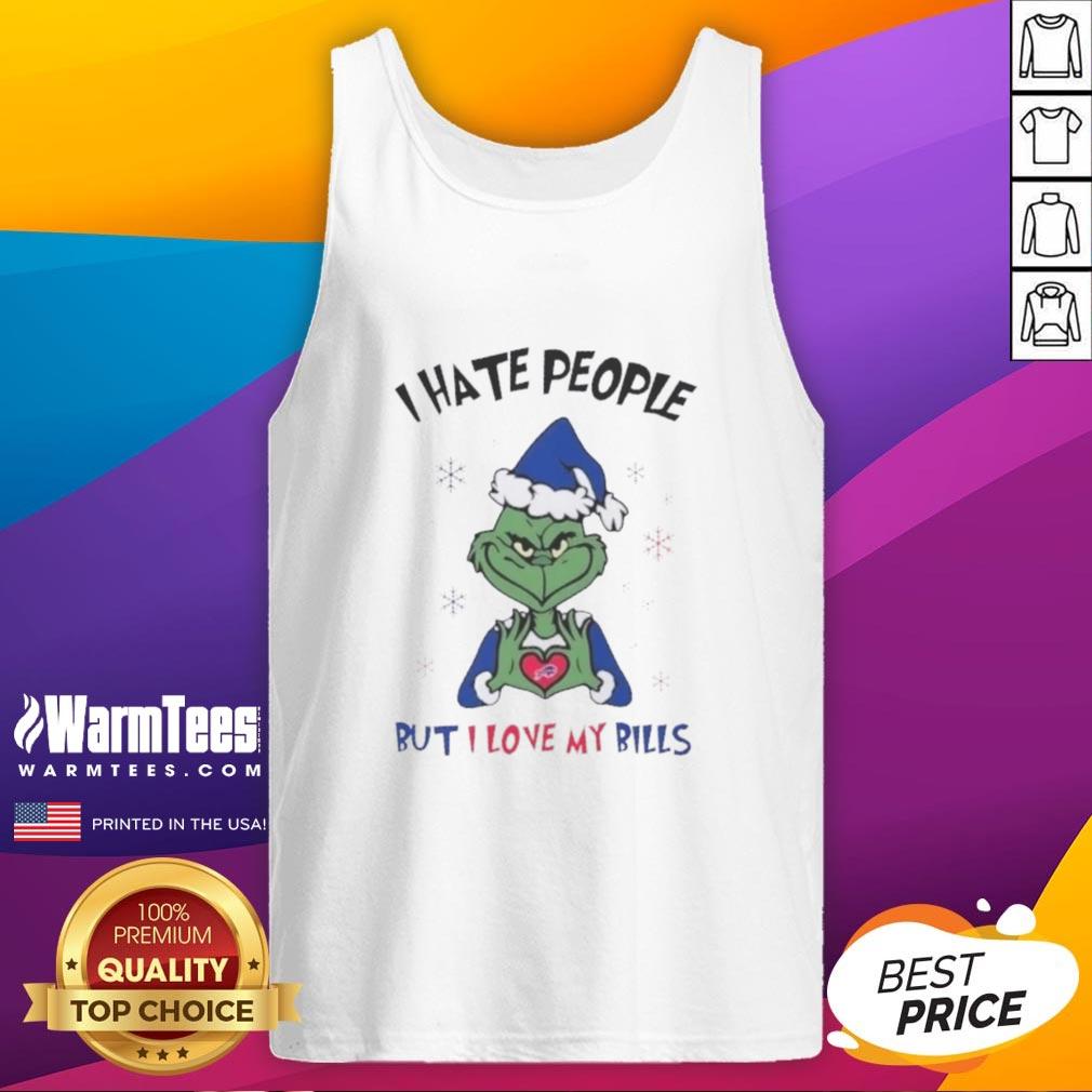 Top Grinch I Hate People But I Love My Buffalo Bills Merry Christmas T-Shirt - Image 4