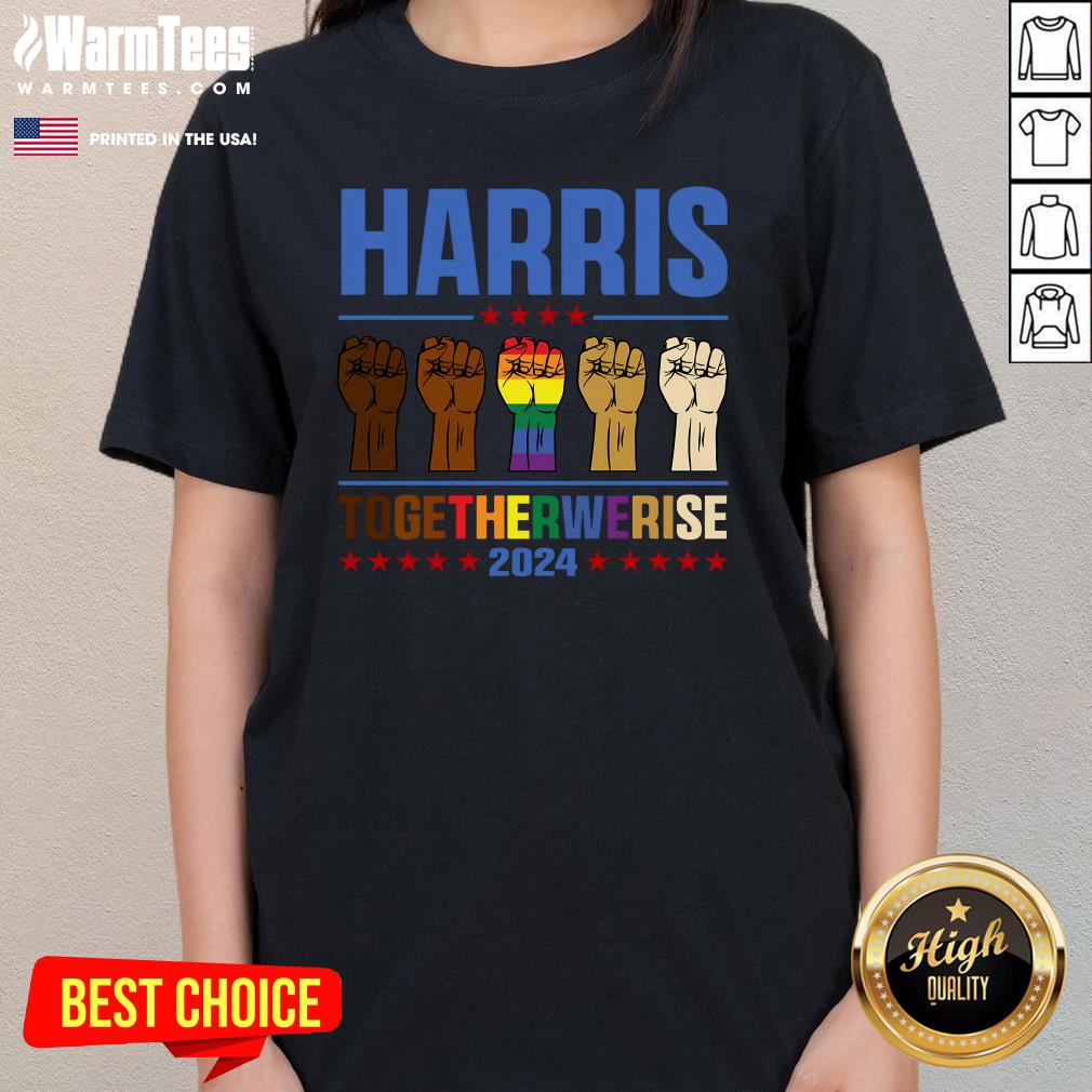 Top Harris Together We Rise 2024 Funny Voting For Kamala Harris T-Shirt - Image 2