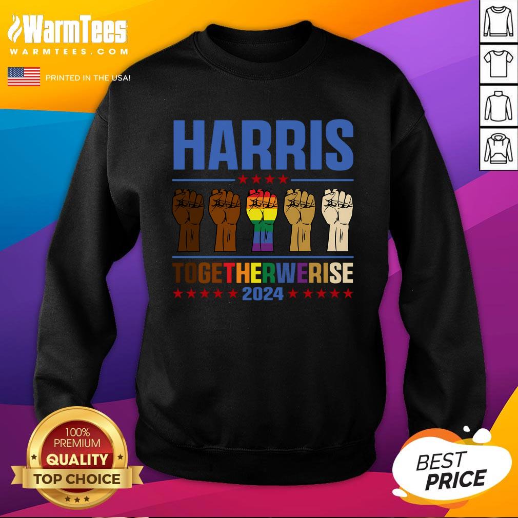 Top Harris Together We Rise 2024 Funny Voting For Kamala Harris T-Shirt - Image 4