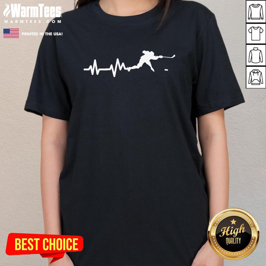 Top Hockey Player Heartbeat Ice Hockey T-Shirt - Image 2
