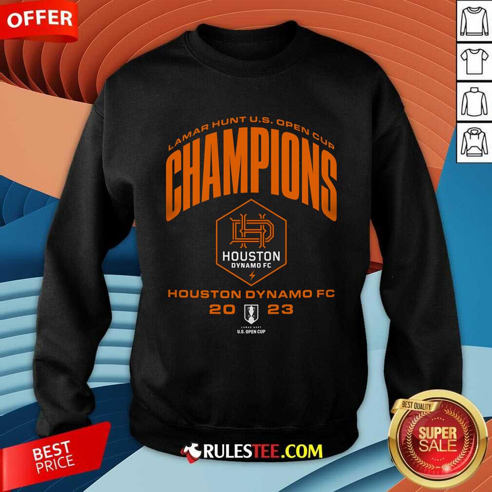 Top Houston Dynamo FC Original Retro Brand 2023 Lamar Hunt US Open Cup Champions T-Shirt - Image 3