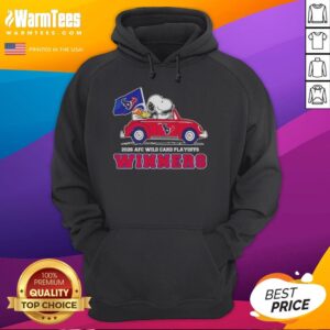 Alternative view of Top Houston Texans X Snoopy Driving Car 2026 Afc Wild Card Playoffs Winners T-Shirt