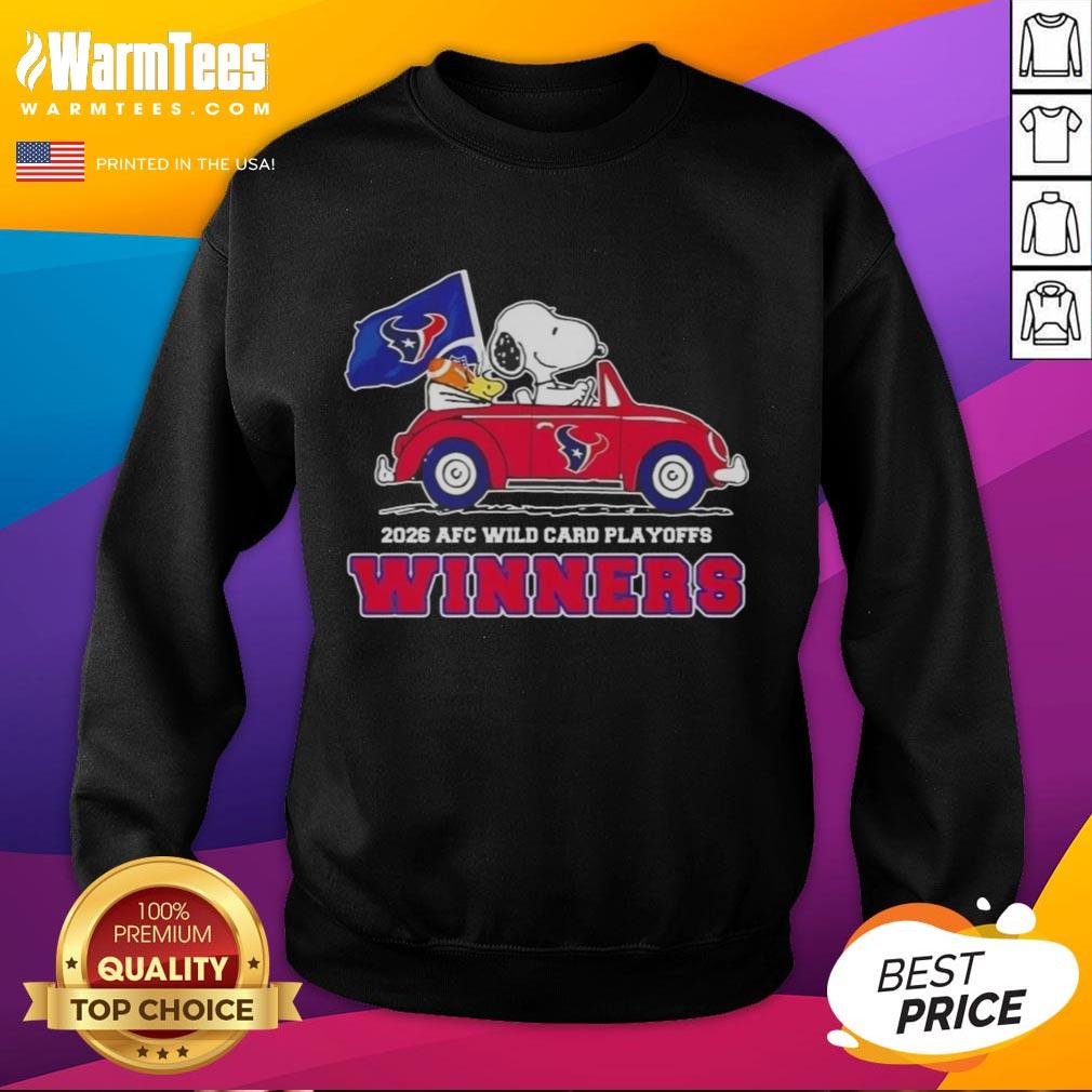 Top Houston Texans X Snoopy Driving Car 2026 Afc Wild Card Playoffs Winners T-Shirt - Image 5