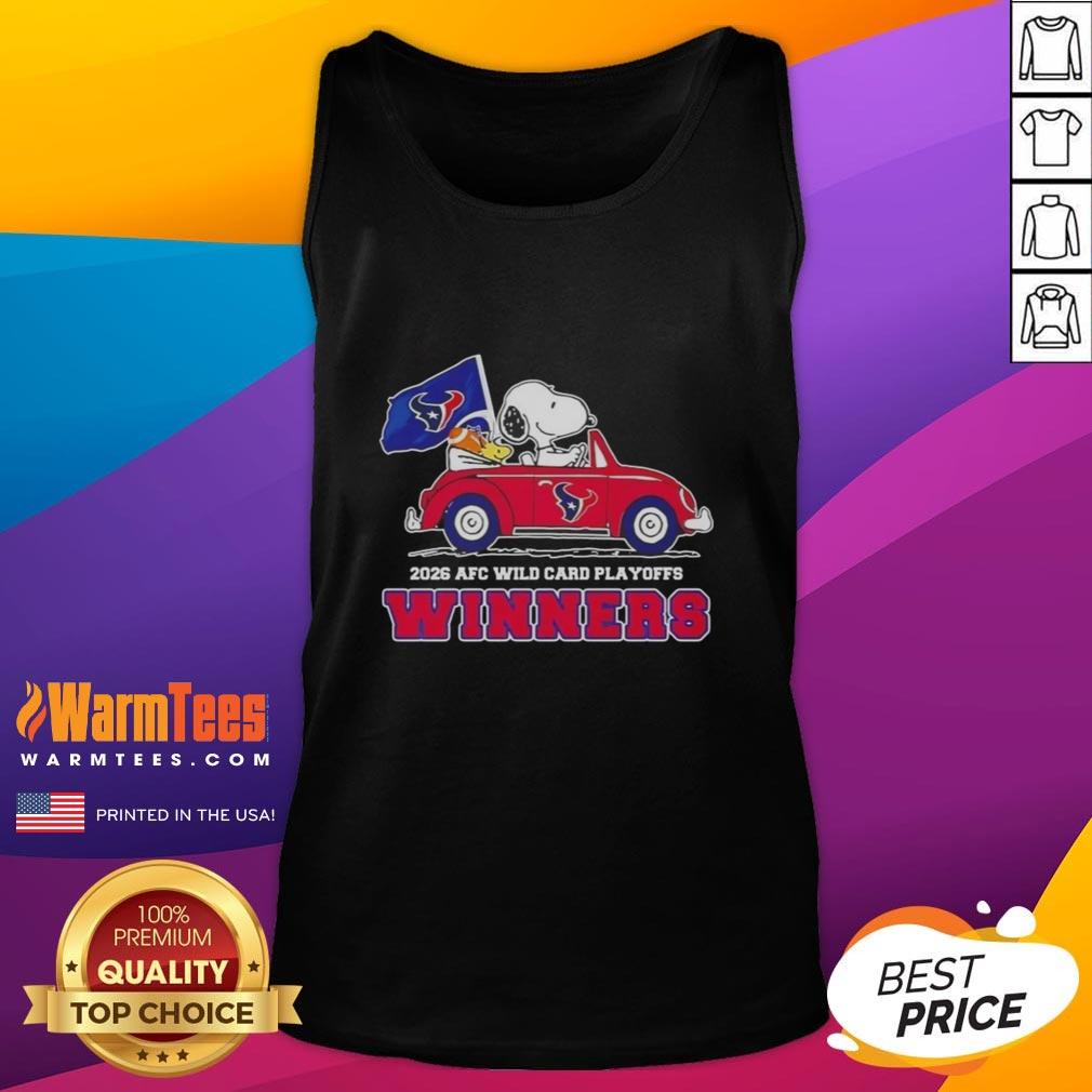Top Houston Texans X Snoopy Driving Car 2026 Afc Wild Card Playoffs Winners T-Shirt - Image 4