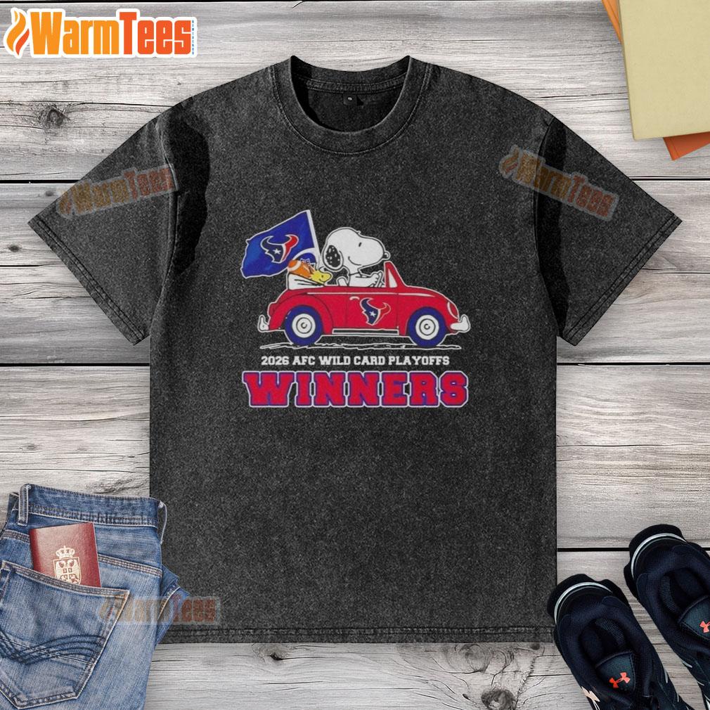 Top Houston Texans X Snoopy Driving Car 2026 Afc Wild Card Playoffs Winners T-Shirt - Image 6